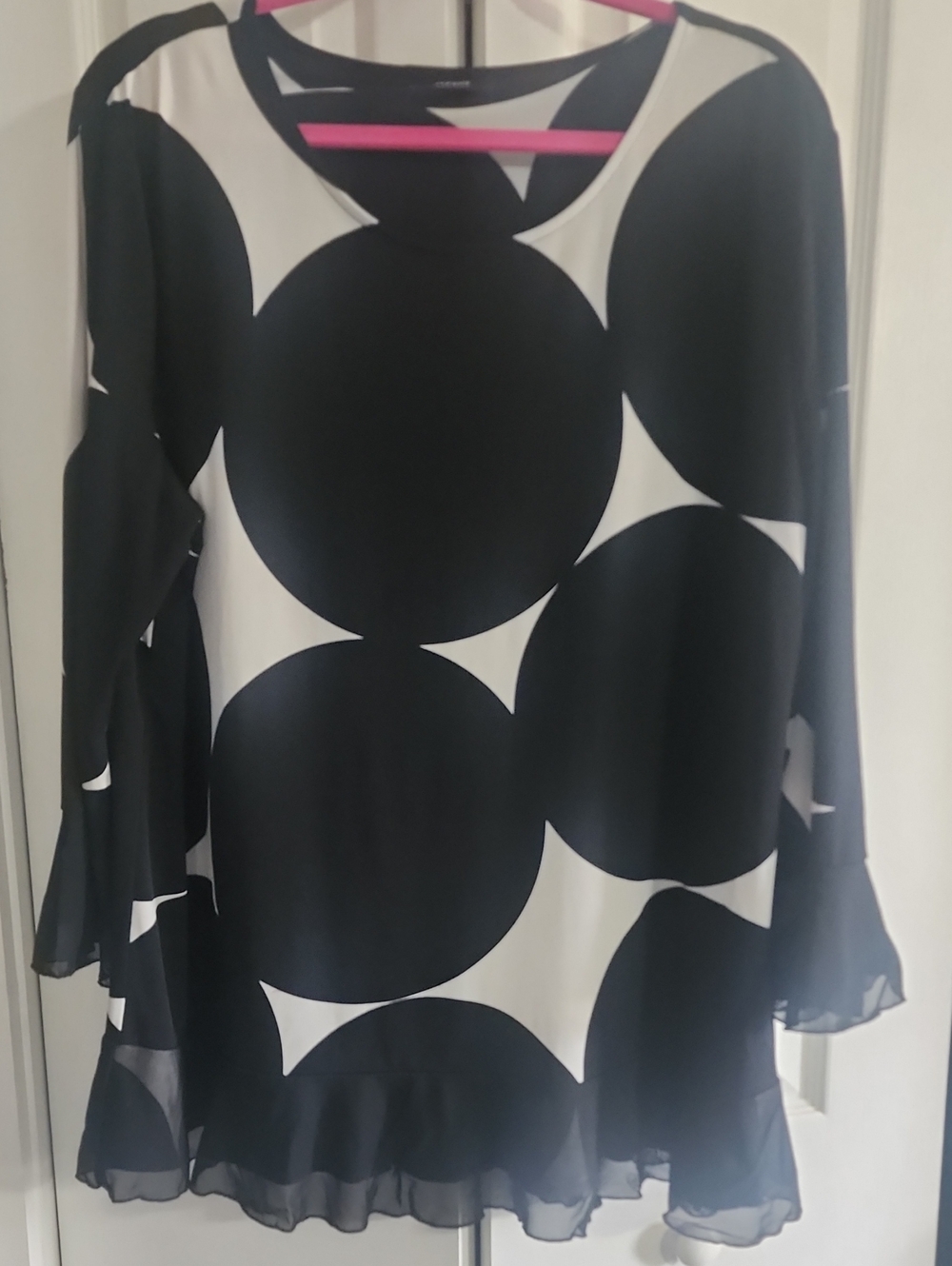 Alfani Black & White Polka-Dot Long-Sleeve Tunic